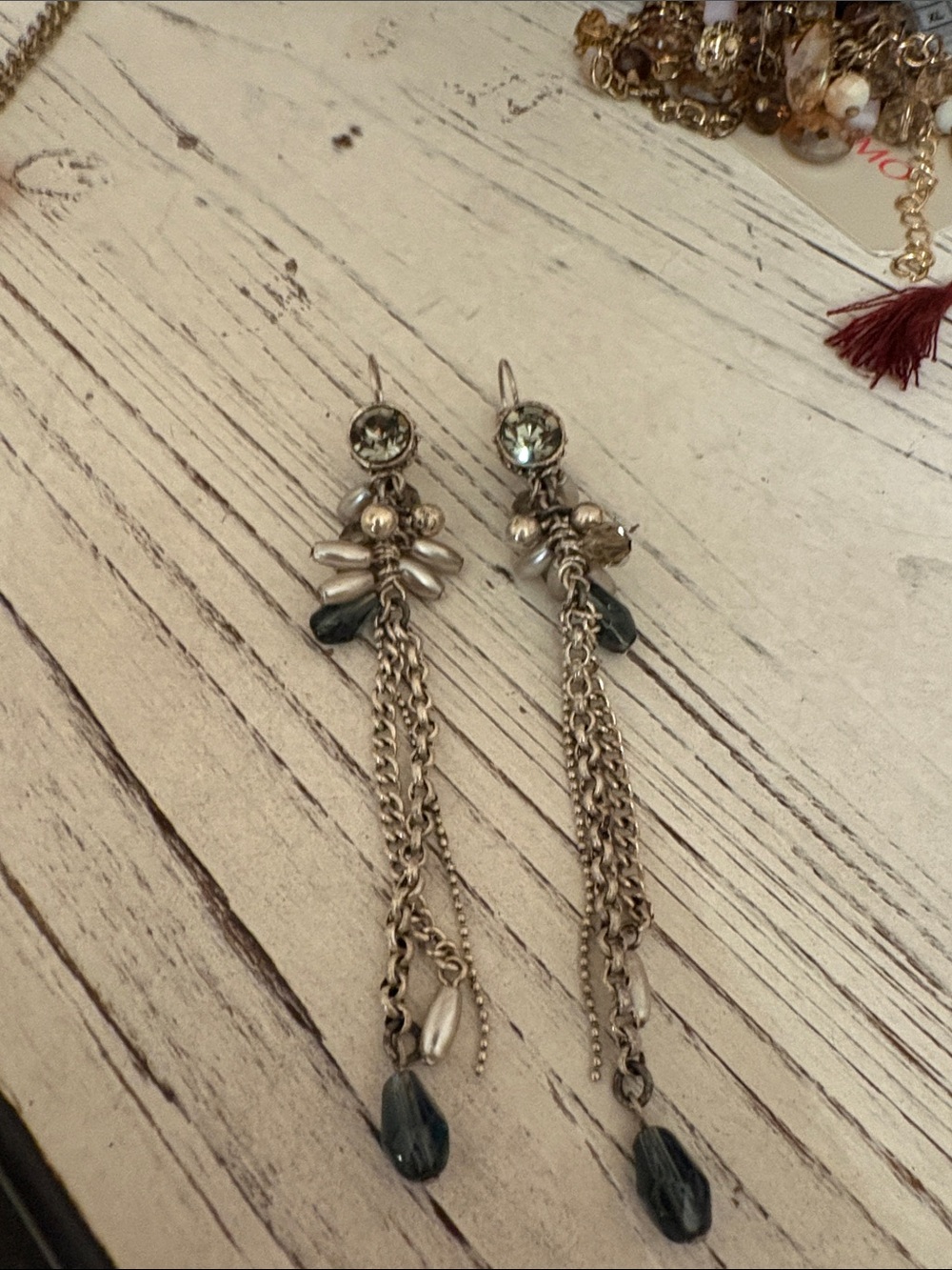 Boho Silver Tone Dangle Chain Earrings - Long Tassel Drop